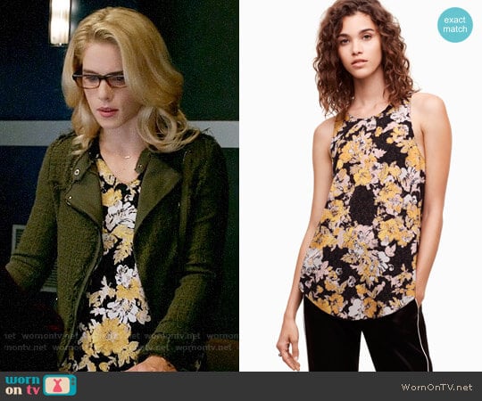 Wilfred Sevres Blouse in Black/Sun Kissed worn by Felicity Smoak (Emily Bett Rickards) on Arrow