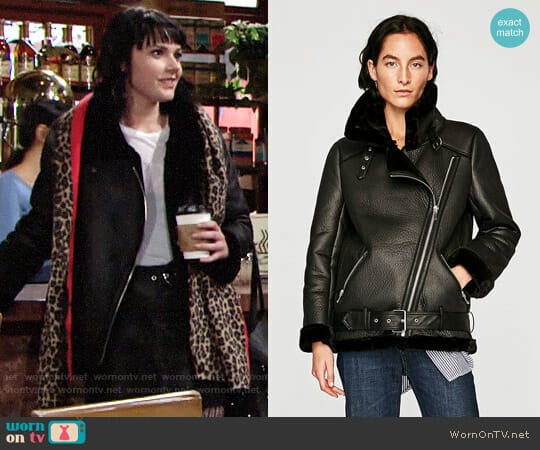 Zara Biker Jacket worn by Tessa Porter (Cait Fairbanks) on The Young and the Restless