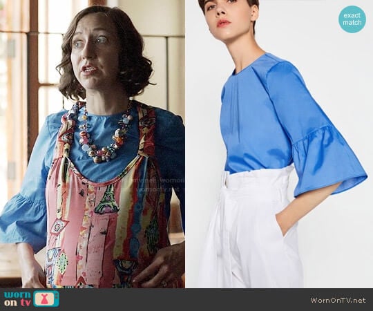 Zara Frilled Sleeve Top worn by Carol Pilbasian (Kristen Schaal) on Last Man On Earth