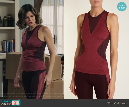 Train High-Neck Sleeveless Tank by Adidas by Stella McCartney worn by Heather Hughes (Betsy Brandt) on Life in Pieces