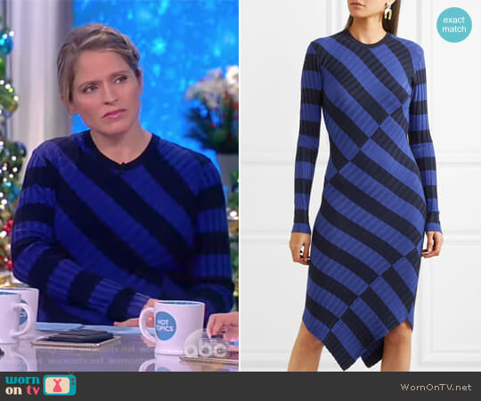 Whistler asymmetric striped ribbed-knit dress by Altuzarra worn by Sara Haines  on The View