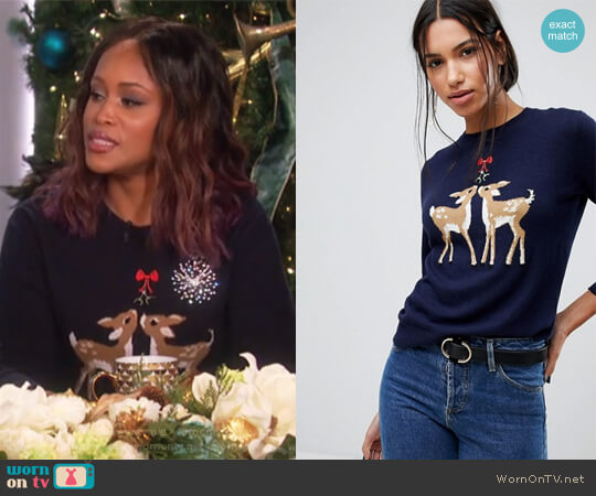 Warehouse Holidays Reindeer Sweater by ASOS worn by Eve on The Talk