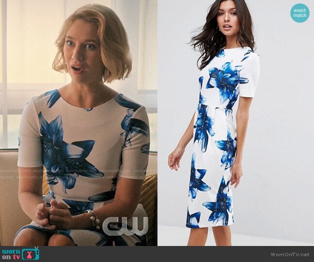 ASOS Wiggle Dress In Blue Floral worn by Petra Solano (Yael Grobglas) on Jane the Virgin