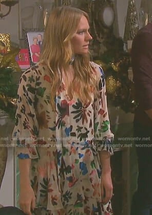 Abigail’s white floral tie neck dress on Days of our Lives