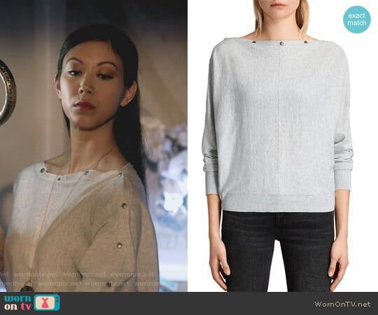 Elle Snap-Detail Sweater by All Saints worn by Tina Minoru (Brittany Ishibashi) on Marvels Runaways