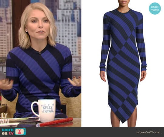 WornOnTV: Kelly’s blue and black striped ribbed dress on Live with ...