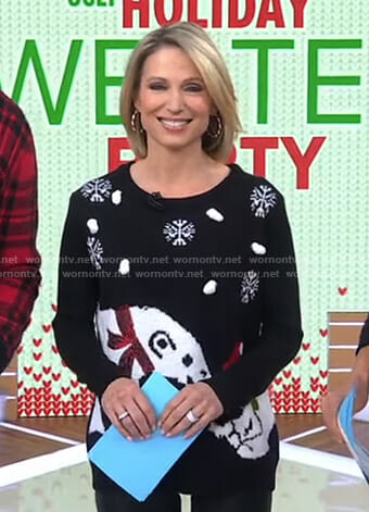 Amy's black polar bear christmas sweater on Good Morning America