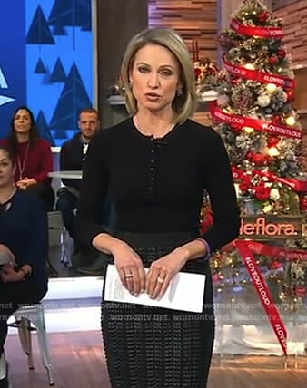 Amy’s black snap button top on Good Morning America