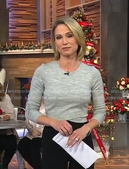 Amy’s grey crisscross front sweater on Good Morning America