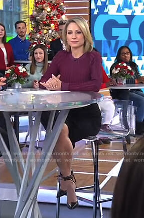 Amy's burgundy ribbed sweater on Good Morning America