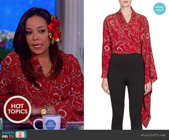 Chains Silk Crepe Wrap Mono Top by Balenciaga worn by Sunny Hostin on The View