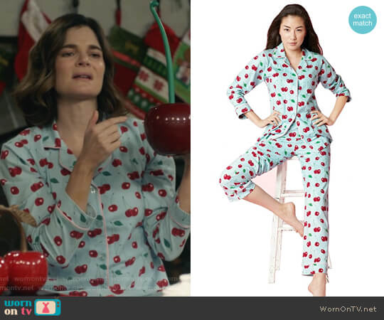 Cherry Hearts Stretch Classic PJ Set by BedHead Pajamas worn by Heather Hughes (Betsy Brandt) on Life in Pieces