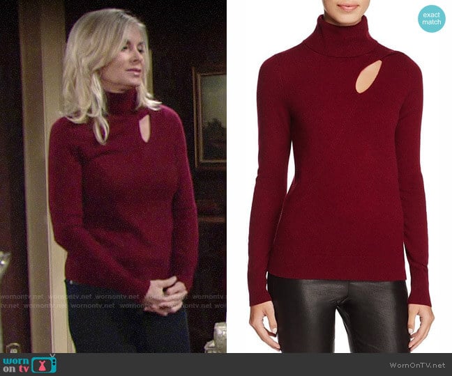 C by Bloomingdales Cashmere Cutout Turtleneck Sweater worn by Ashley Abbott (Eileen Davidson) on The Young and the Restless