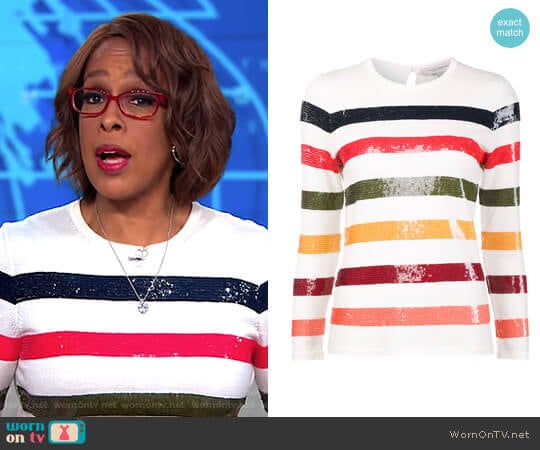 Sequin Striped Jumper by Carolina Herrera worn by Gayle King on CBS Mornings