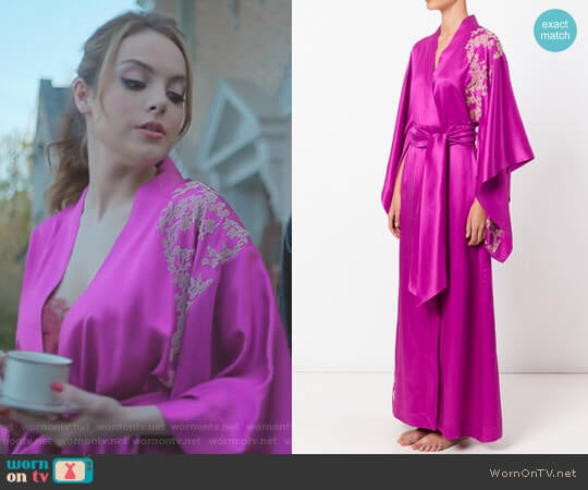 Lacy Long Kimono by Carine Gilson worn by Fallon Carrington (Elizabeth Gillies) on Dynasty