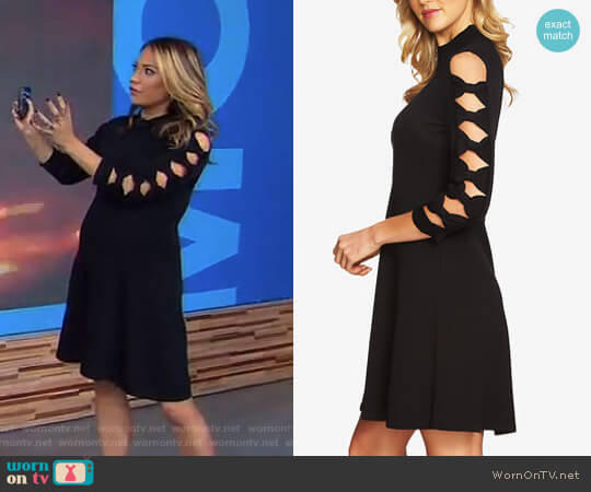 Cotton Bow-Sleeve Sweater Dress by Cece worn by Ginger Zee on Good Morning America