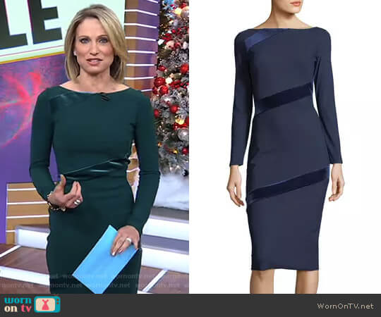 WornOnTV: Amy’s green velvet insert sheath dress on Good Morning ...