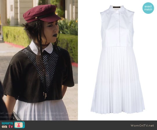 White Pleated Skirt Shirt Dress by Christopher Kane worn by Nico Minoru (Lyrica Okano) on Marvels Runaways