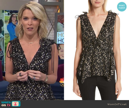 Sleeveless V-Neck Metallic Ruffle Top by Derek Lam 10 Crosby worn by Megyn Kelly on Today