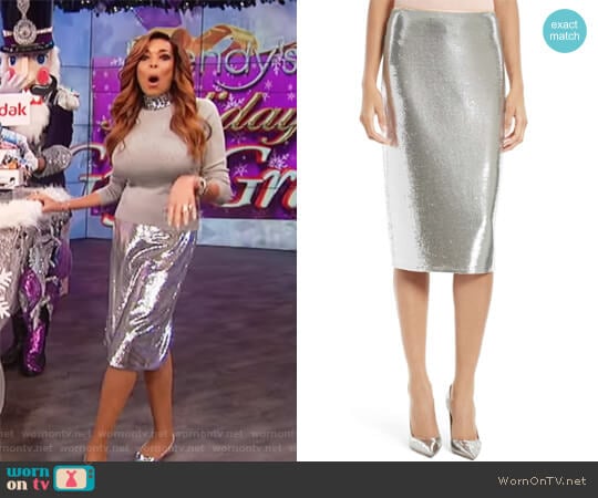 Sequin Midi Pencil Skirt by Diane von Furstenberg worn by Wendy Williams on The Wendy Williams Show