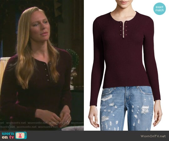 Barbell Rib-Knit Wool Pullover by Derek Lam 10 Crosby worn by Abigail Deveraux (Kate Mansi) on Days of our Lives