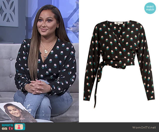 Silk Crepe Wrap Top by Diane von Furstenberg worn by Adrienne Houghton on The Real