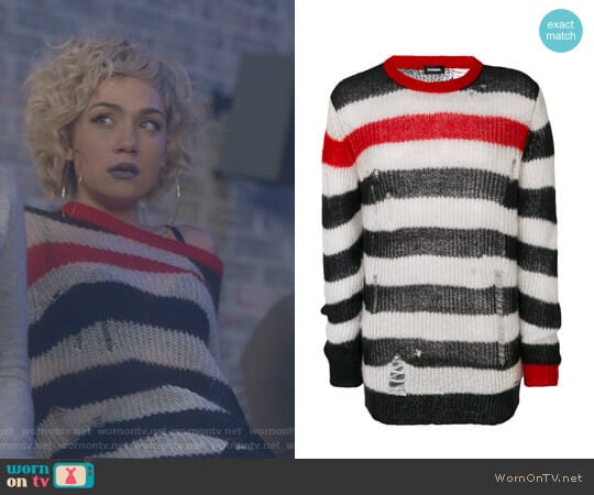 Distressed Striped Sweater by Diesel worn by Star Davis (Jude Demorest) on Star