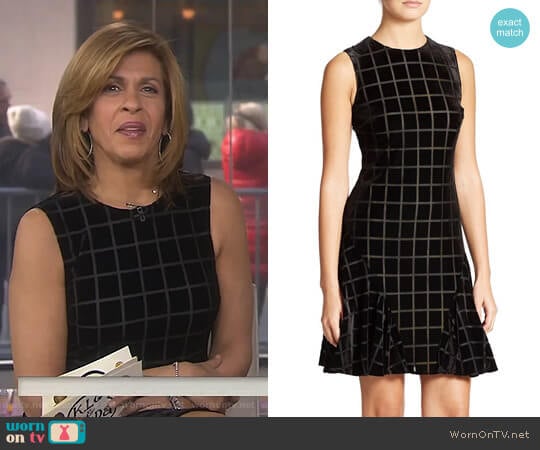 Velvet Window Pane Pattern Dress by Donna Morgan worn by Hoda Kotb on Today