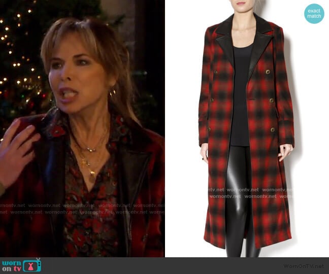 Duster Buffalo Plaid by Free People worn by Kate Roberts (Lauren Koslow) on Days of our Lives