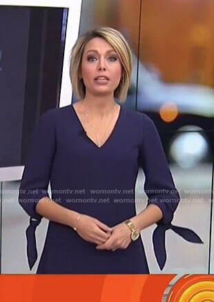 Dylan's navy tie sleeve v-neck dress on Today