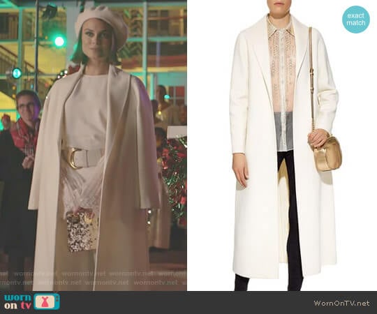 'Amy' Coat by Elie Tahari worn by Cristal Flores (Nathalie Kelley) on Dynasty