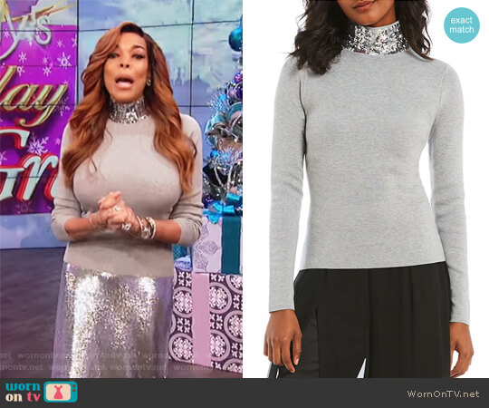 Sequin Neck Turtleneck by Eliza J worn by Wendy Williams on The Wendy Williams Show