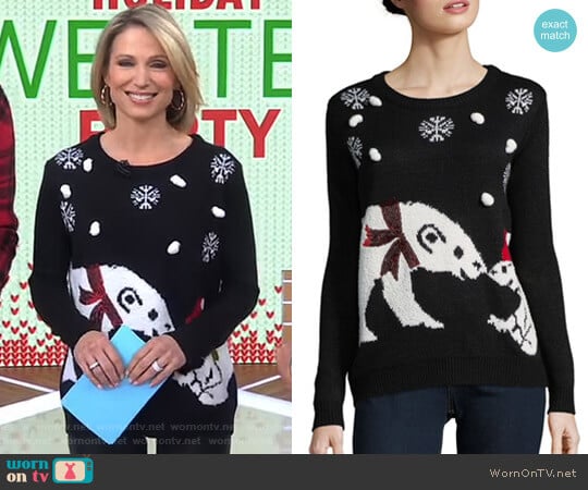 Graphic Roundneck Sweater by Faith & Zoe worn by Amy Robach on Good Morning America