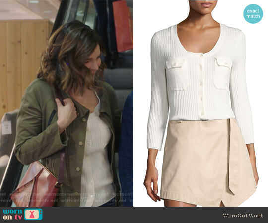 Rib Patch Pocket Cotton Sweater by Frame worn by Heather Hughes (Betsy Brandt) on Life in Pieces