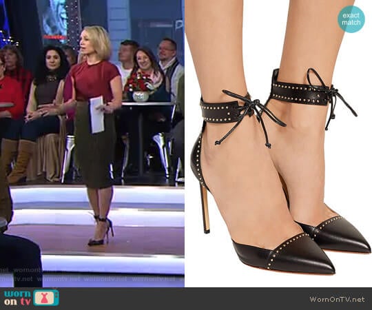 Studded leather pumps by Francesco Russo worn by Amy Robach on Good Morning America