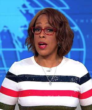 Gayle’s multi-color striped sequined top on CBS This Morning