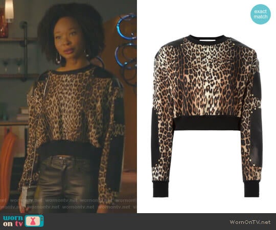 Leather Panel Cropped Jumper by Givenchy worn by Monica Colby (Wakeema Hollis) on Dynasty