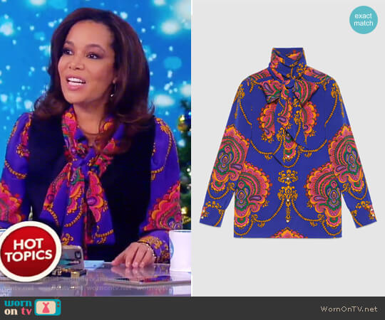 70s Graphic Print Silk Shirt by Gucci worn by Sunny Hostin on The View