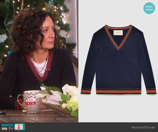 Merino wool knitted top by Gucci worn by Sara Gilbert on The Talk