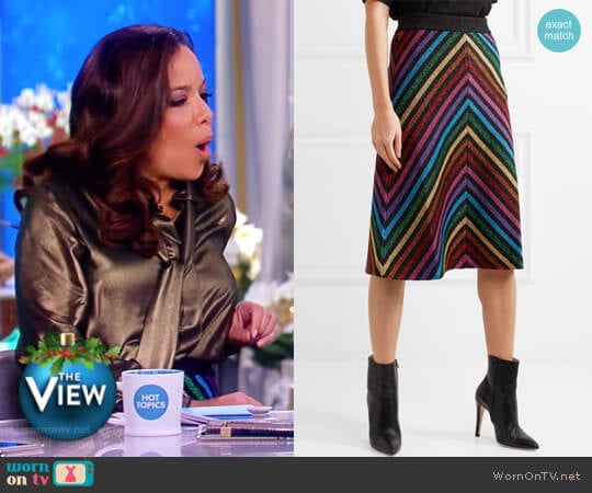 WornOnTV: Sunny’s gold metallic blouse and striped skirt on The View ...