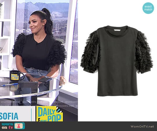 Top with Mesh Ruffles by H&M worn by Julissa Bermudez on E! News