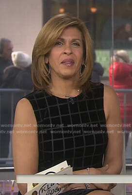 Hoda’s black windowpane checked sleeveless dress on Today