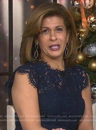 Hoda’s navy lace sheath dress on Today