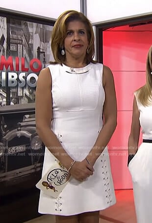 Hoda’s white lace-up cutout dress on Today