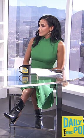 Julissa Bermudez’s green asymmetric hem dress on E! News Daily Pop