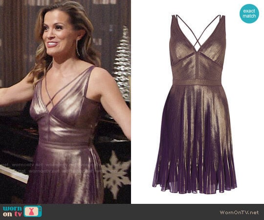 Karen Millen Metallic Pleated Dress worn by Chelsea Lawson (Melissa Claire Egan) on The Young and the Restless