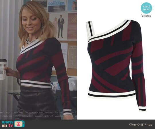 One Shoulder Stripe Top by Karen Millen worn by Portia Scott-Griffith (Nicole Richie) on Great News