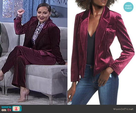 Stripe Velour Blazer by Leith worn by Adrienne Houghton on The Real