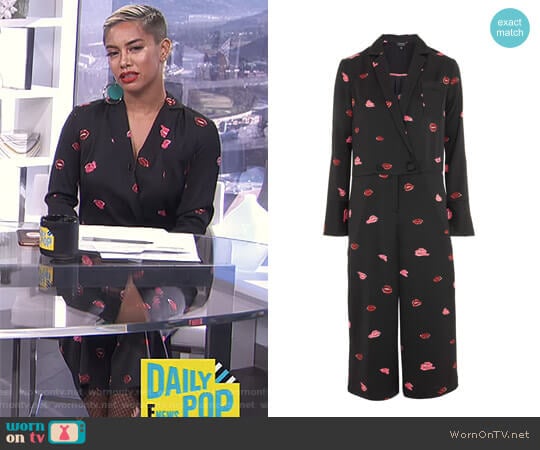 Lips Print Pyjama Jumpsuit by Topshop worn by Sibley Scoles on E! News