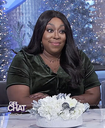 Loni’s green velvet top on The Real